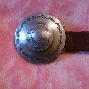Indian Head and Buffalo Nickel Concho Leather Belt